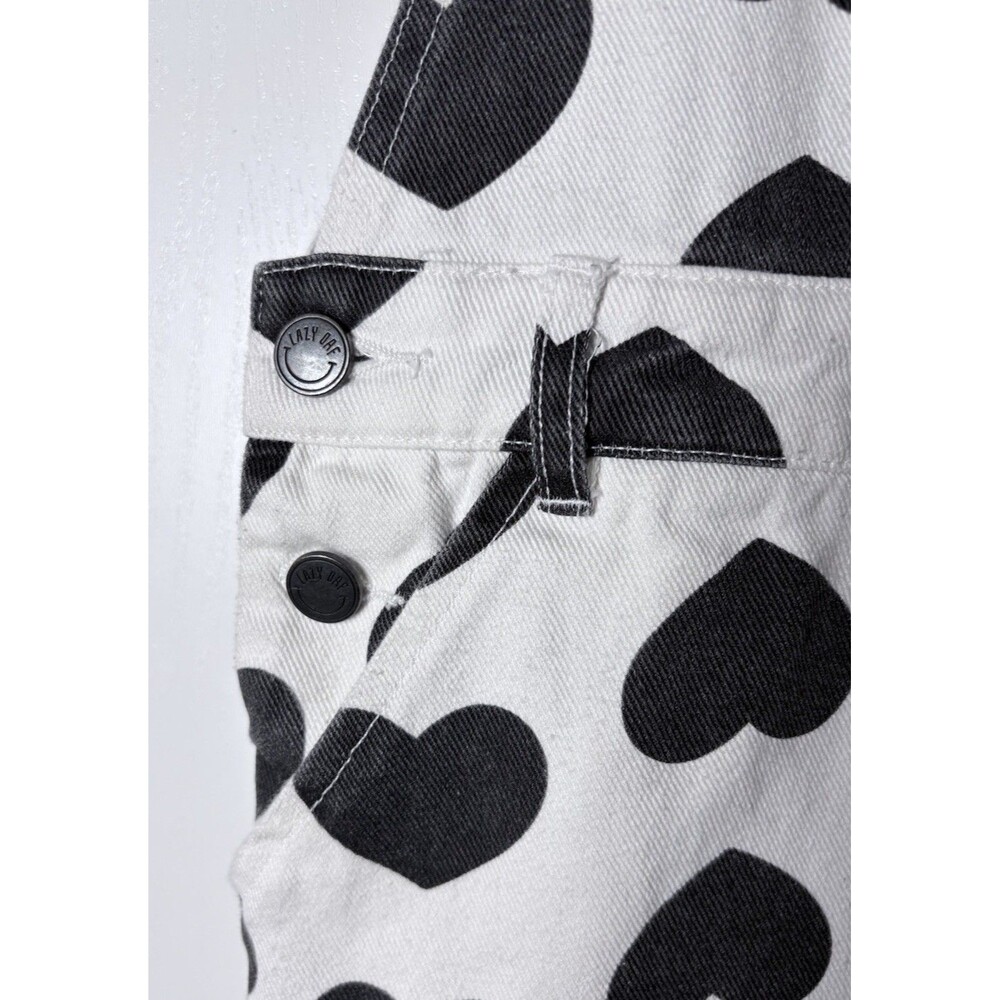 Lazy Oaf Black Heart Denim Overalls UK Size 8 US Size 4 32” Waist 25” Inseam - Picture 6 of 10
